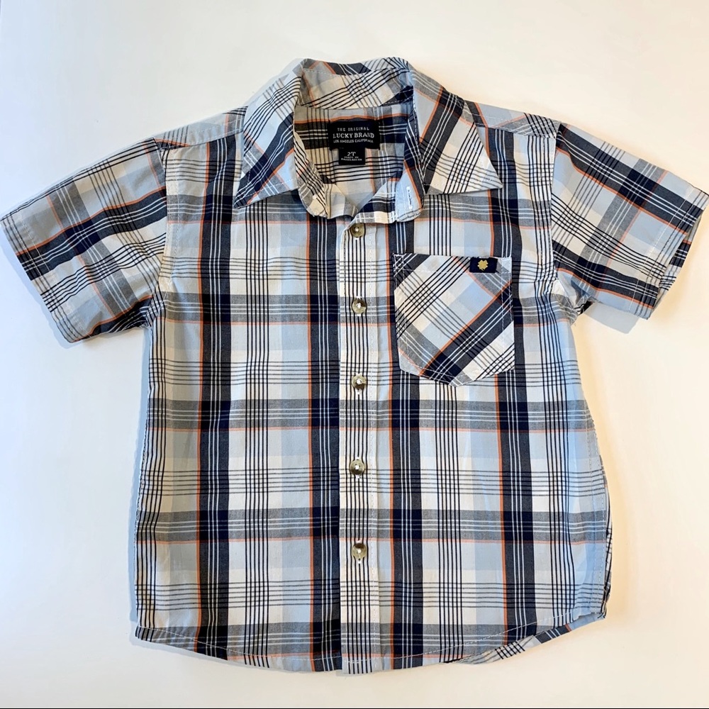 Lucky Brand Short Sleeve Plaid Button Down 2T